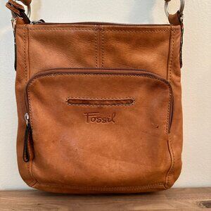 Fossil Hanover Bag Messenger Tan ZB2869 Leather, Vintage